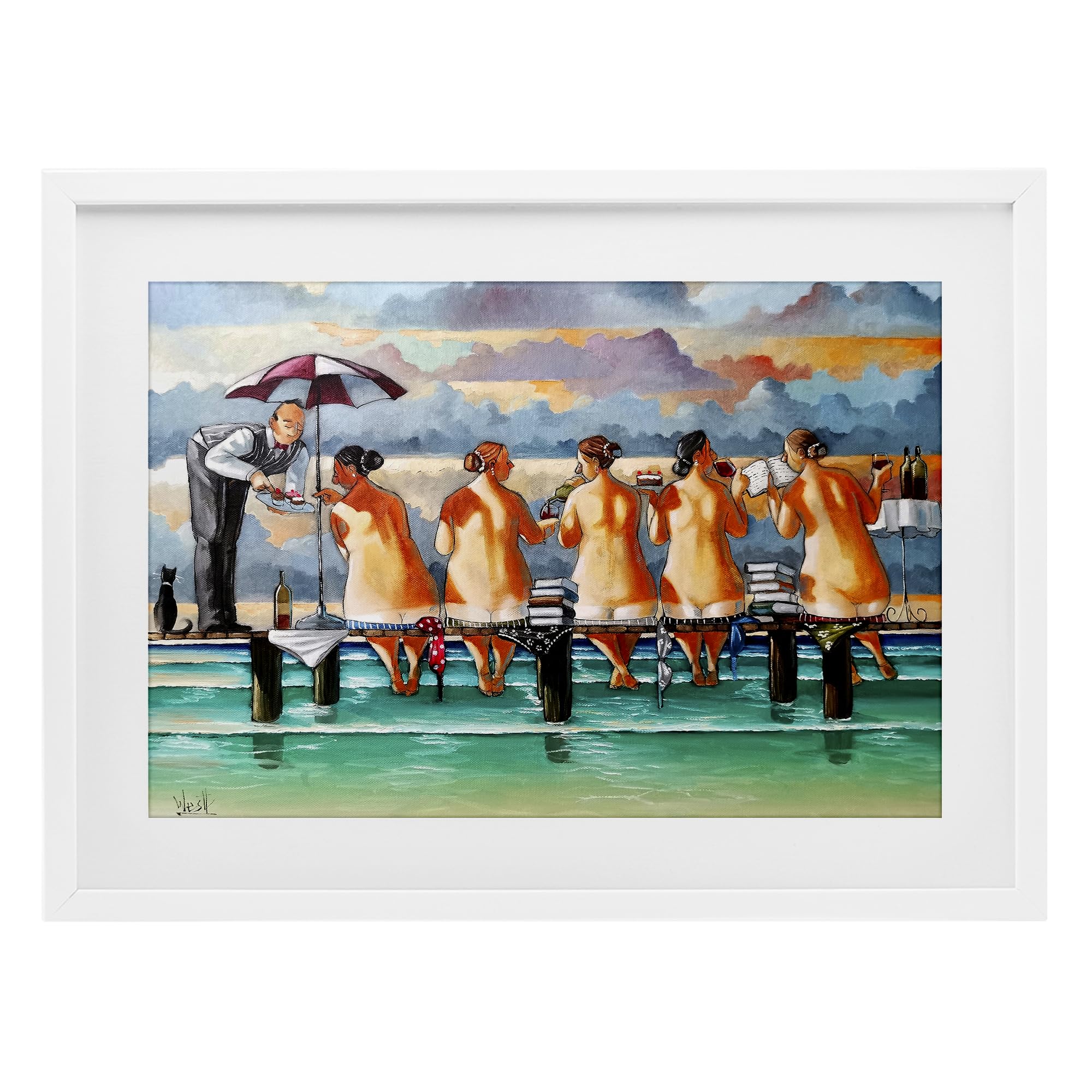 Tableau The Book Club Beachgoers Stupell Industries affiche encadrée Ronald West