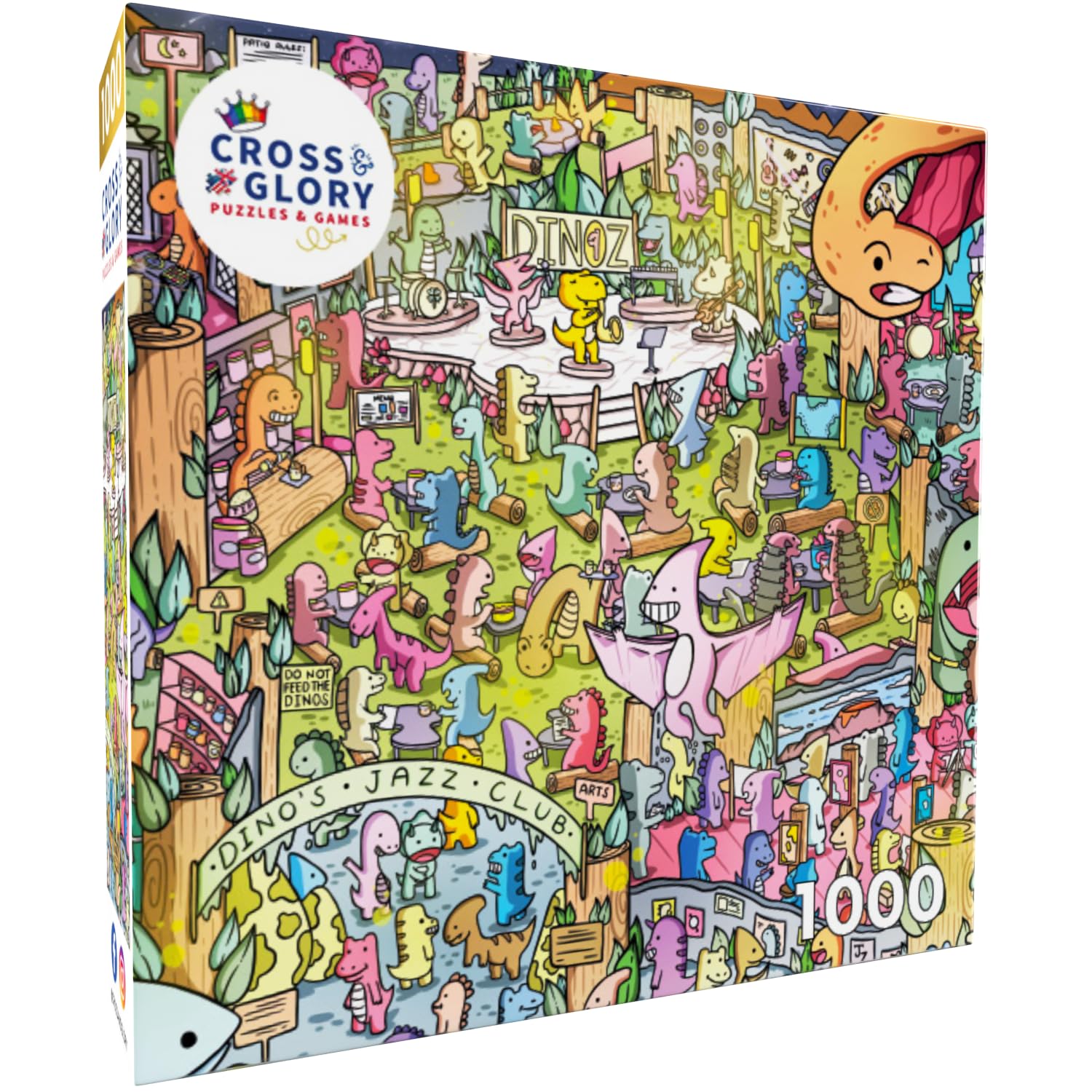 Jurassic Jive: A Night of Dino Jazz by Cross & Glory, Whimsical 1000 Piece Jigsaw Puzzle, Eco-Friendly
