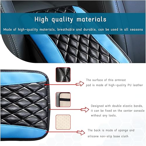 Miniatura 3 de Dickno Cojín universal de cuero impermeable para consola central de automóvil, cómodo protector para reposabrazos de automóvil, accesorios de