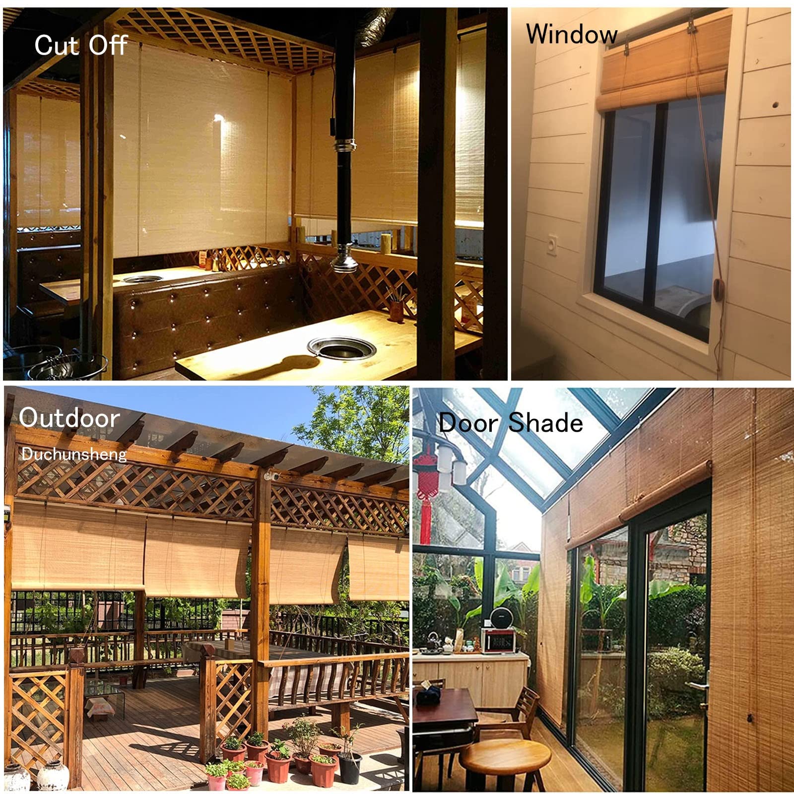 Store Enrouleur Bambou Naturel, Store À Rouleau en Bambou 55% Protection Solaire Intimité Écran, Fournir De l'ombre Store Occultant Exterieur pour Fenêtre, pour Balcon/Jardin/Intérieur