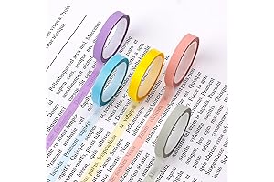 5 Rolls Highlighter Tape Roll Transparent Colored Marking Sticker Removable Fluorescent Neon...