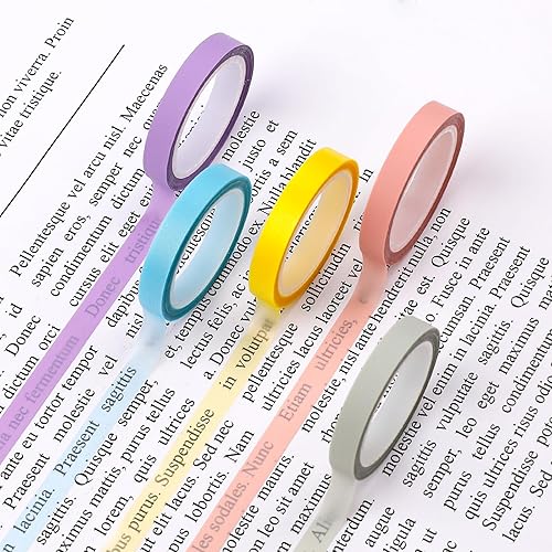 5 rollos de cinta iluminadora de color transparente adhesivo de marcado extraíble fluorescente neón suministros para profesores, estudiantes,
