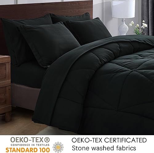 Miniatura 8 de Chezmoi Collection Jasper - Juego de cama tamaño Queen en una bolsa, 7 piezas, triangular, geométrico, acolchado, piedra lavada, microfibra con