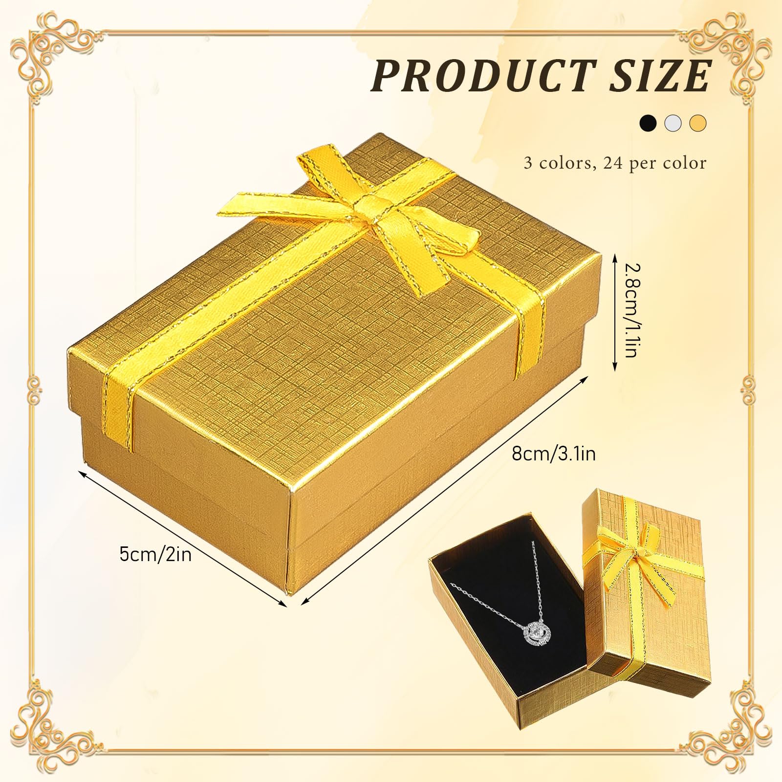 Kaxtde 72 Pcs Small Jewellery Gift Boxes Bulk, Cardboard Jewellery Boxes with Lids & Bow Ribbon - Image 2