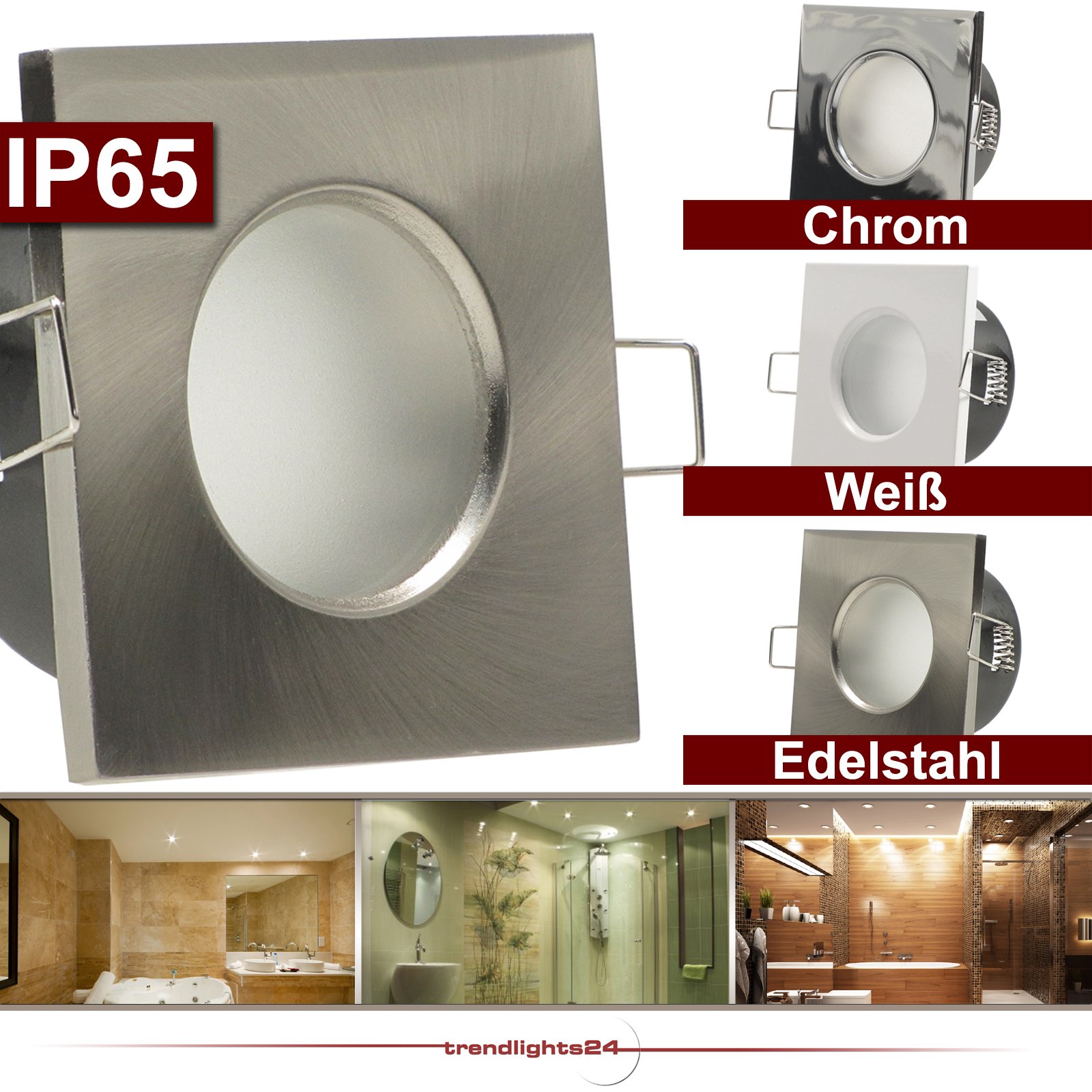 Kamilux Aqua Square LED Einbauleuchte IP65 – 5W, Dimmbar, Warmweiß Für Bad, Dusche & Außenbereich