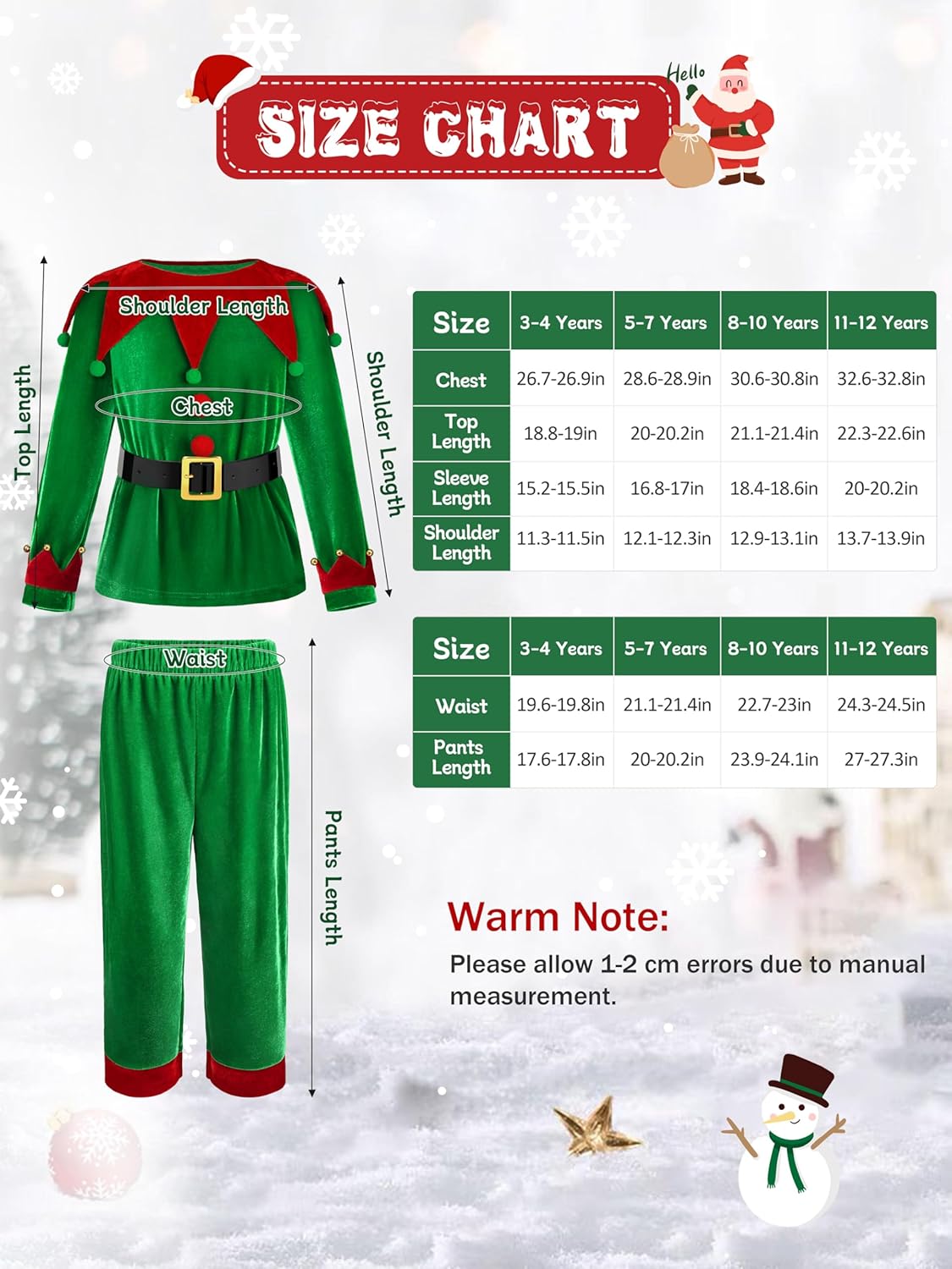 6 Pack Christmas Kids Elf Costume, Boys Christmas Elf Costume Velvet Cosplay Santa's Helper Costume Xmas Outfit - Image 2
