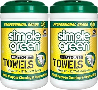Simple Green Professional Grade Heavy-Duty Cleaning and Degreasing Towels, All-Purpose Cleaning Wipes, 75 count (Pack of 2)