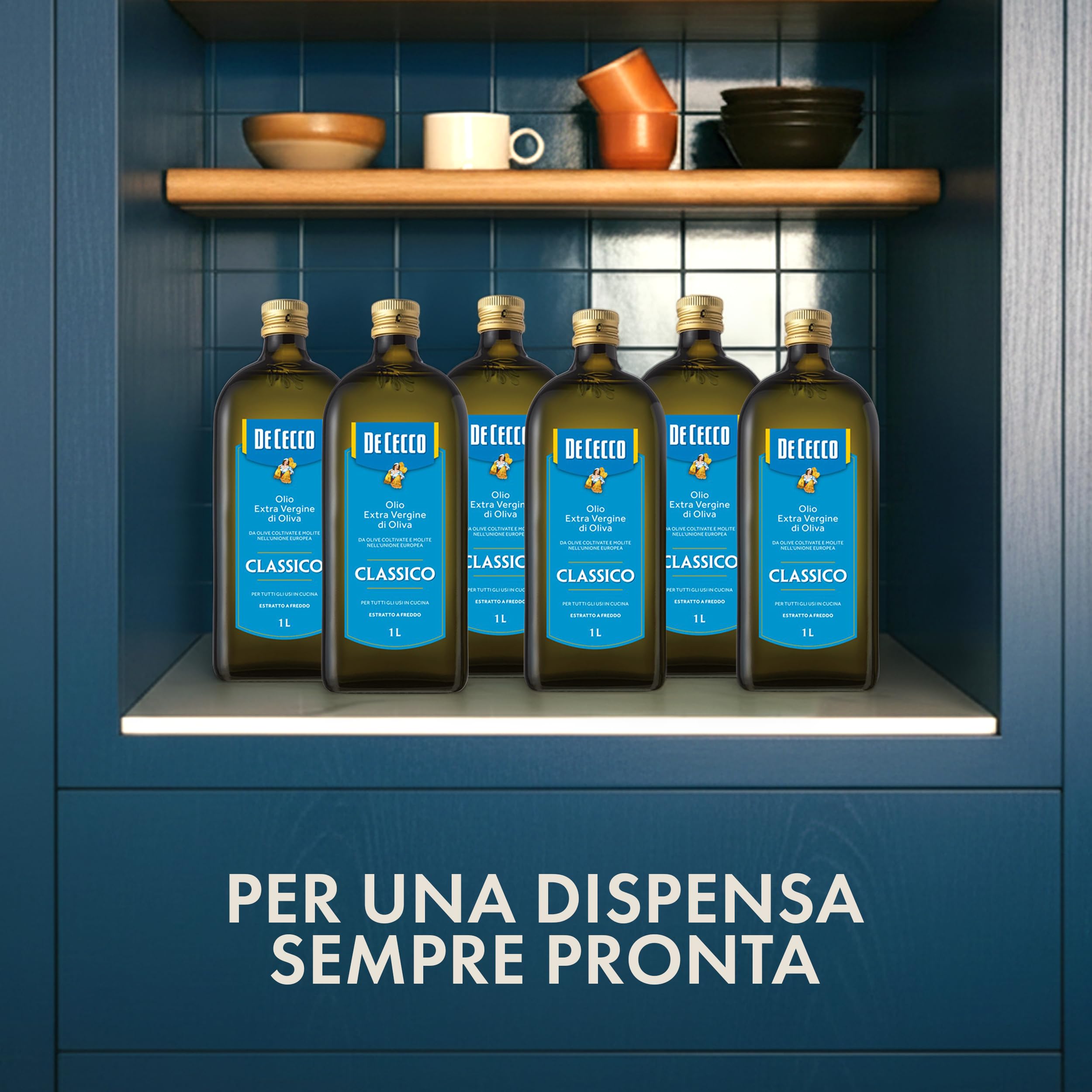 Olio Extravergine di Oliva Classico De Cecco | 6 Bottiglie da 1 L | Totale 6 Litri | Formato Scorta Convenienza