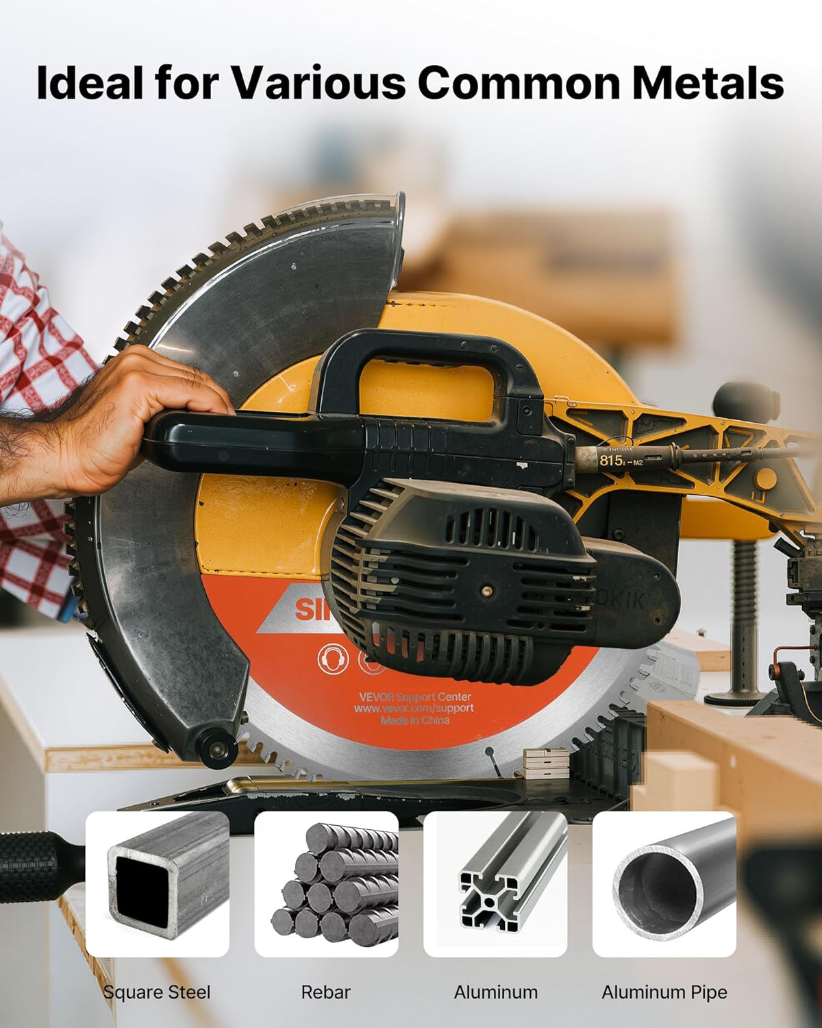 VEVOR Circular Saw Blade, 14 inch Diameter, 66 Sharp Alloy Teeth, 1 inch Arbor, Fine Finish, Metal Cutting Blade for Circular Saw, with Noise-Reducing Heat Vents, for Cutting Steel and Aluminum