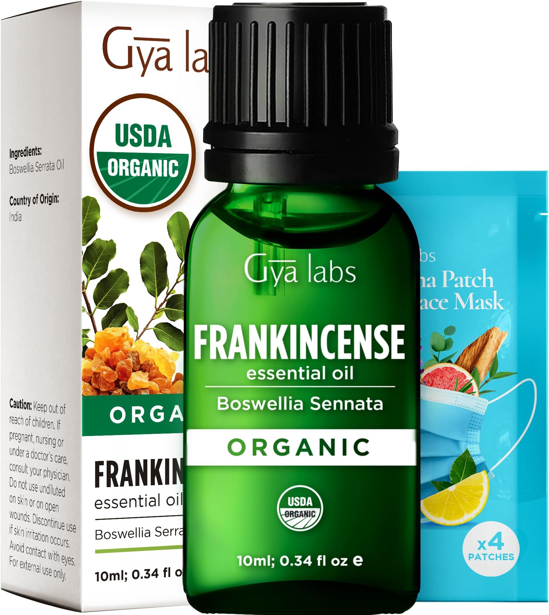 Gya Labs Organic Frankincense Essential Oil for Skin - 100% Pure and Natural Organic Frankincense Oil for Face, Body Comfort & Diffuser, Aromatherapy Oils for Calming & Relaxing (10ml)