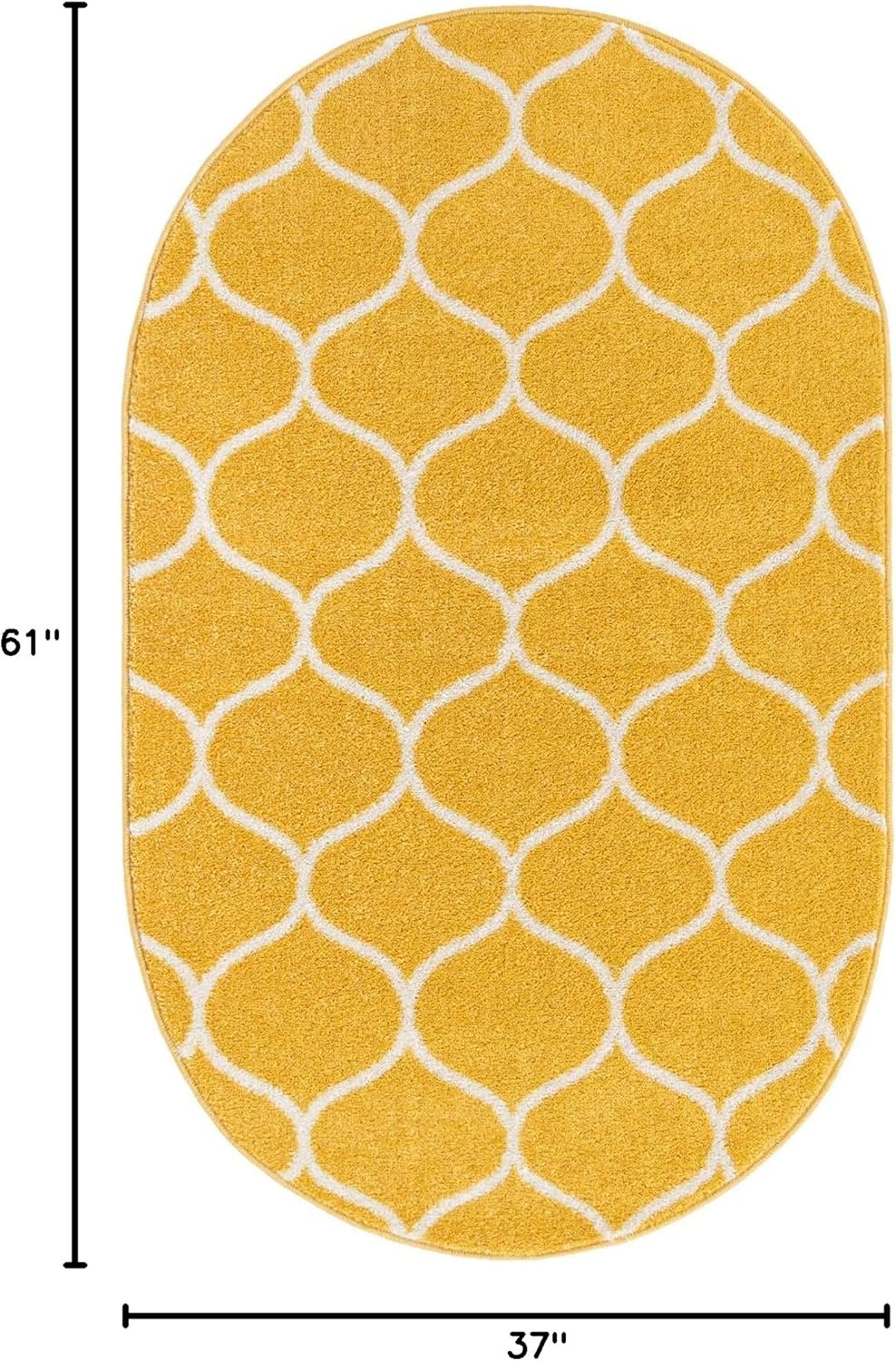 Unique Loom Trellis Frieze Collection Area Rug - Rounded (3' x 5' Oval, Yellow/ Ivory)