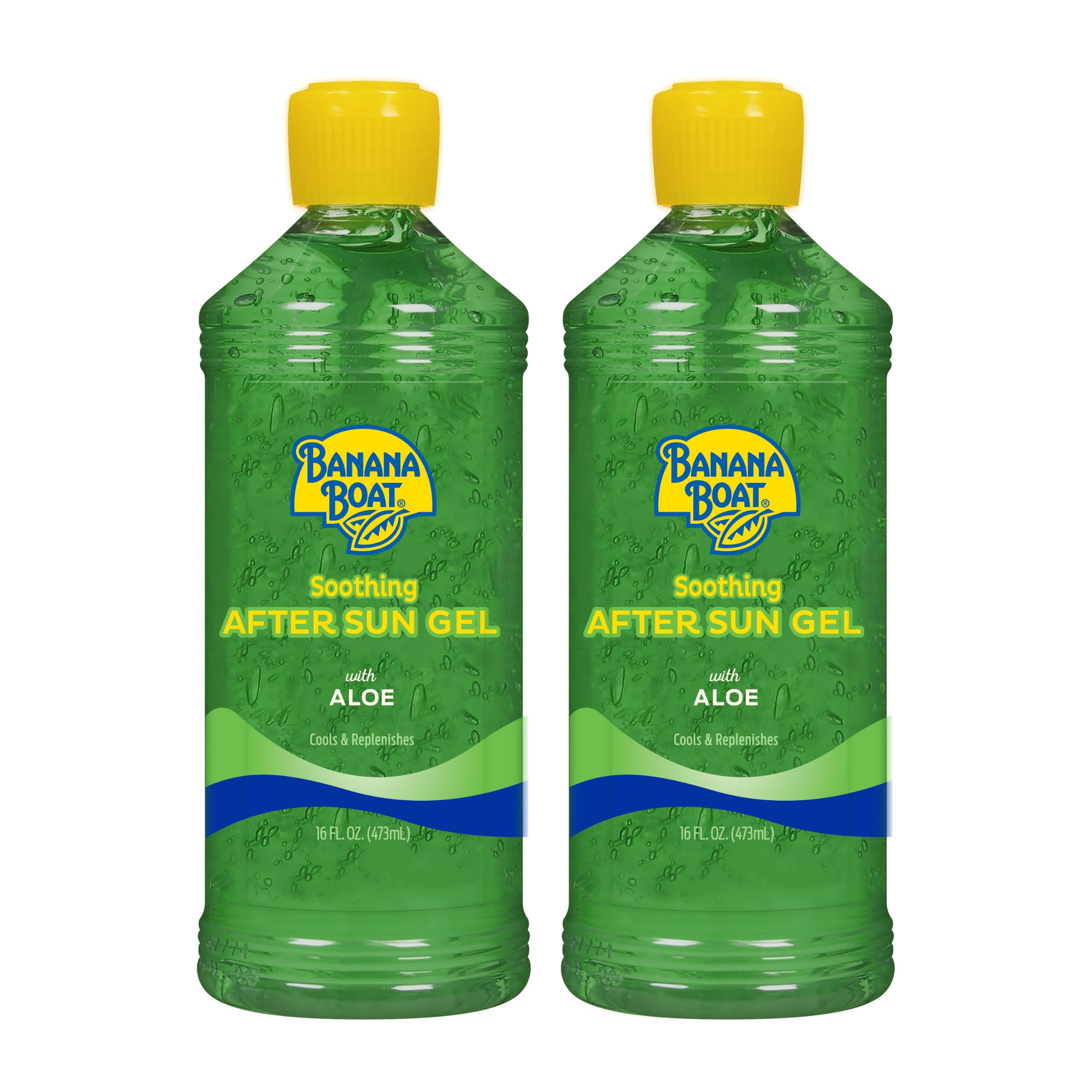 Banana Boat Soothing After Sun Gel with Aloe Twin Pack | Aloe Vera Gel, Sunburn Relief, After Sun Care, 16 fl oz each