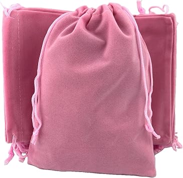 Palmhomee Pack of 24 6x8 Inch Velvet Drawstring Bags Gift Bag Velvet Pouch For Jewelry Wedding and Party Favor Pink