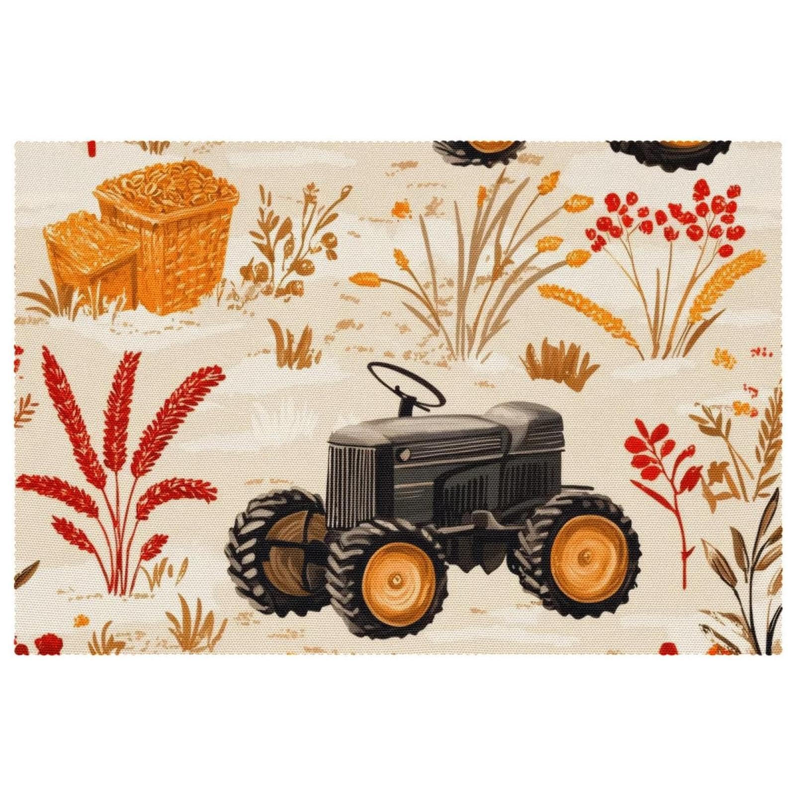 Sets de table résistants à la chaleur et antidérapants motif tracteur de ferme