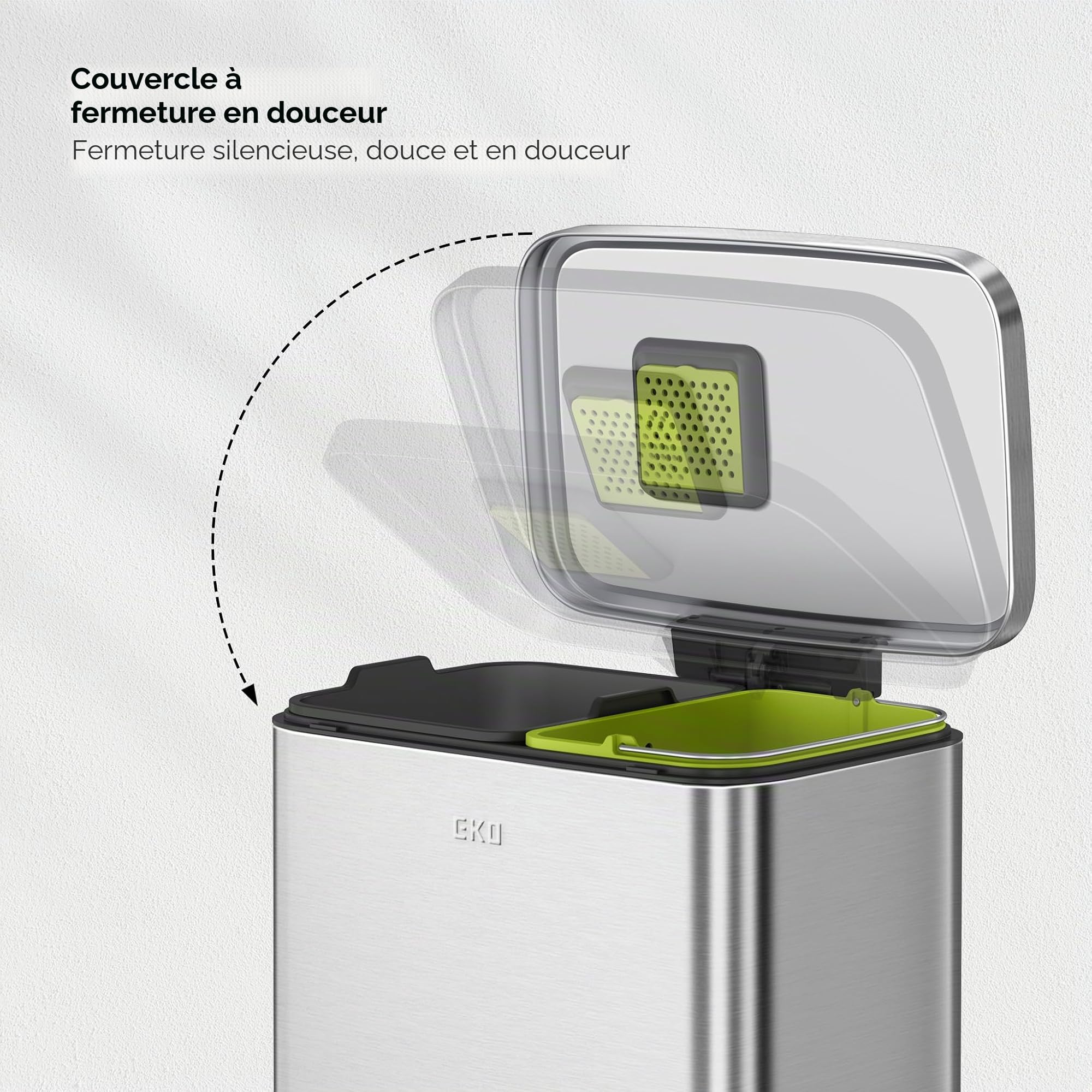 EKO Madison Poubelle à double compartiment en acier inoxydable brossé 25 L + 20 L