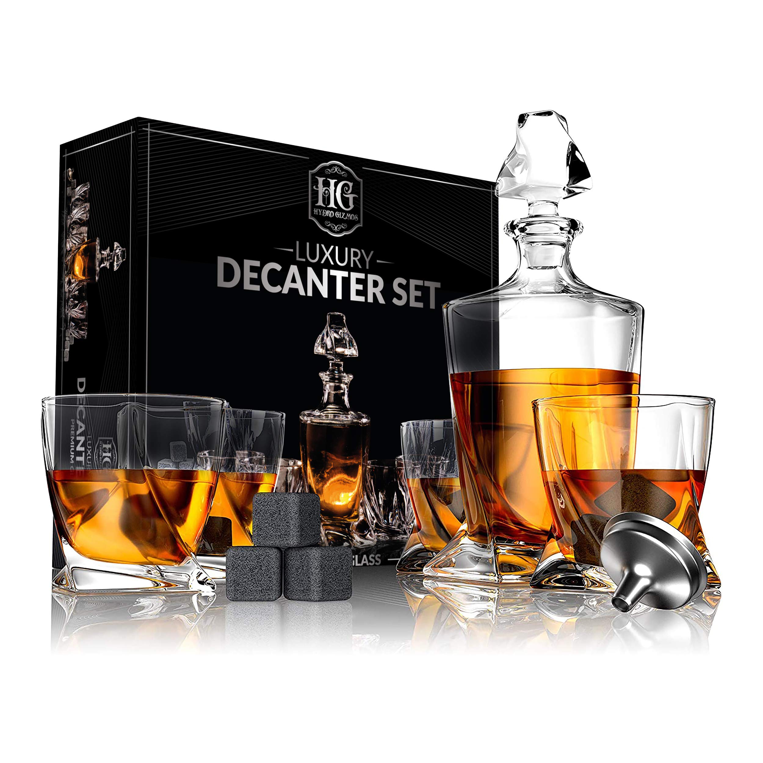Buy Premium Glass Decanter Set, Whiskey Decanter Set 4 Liquor Gl, Mens