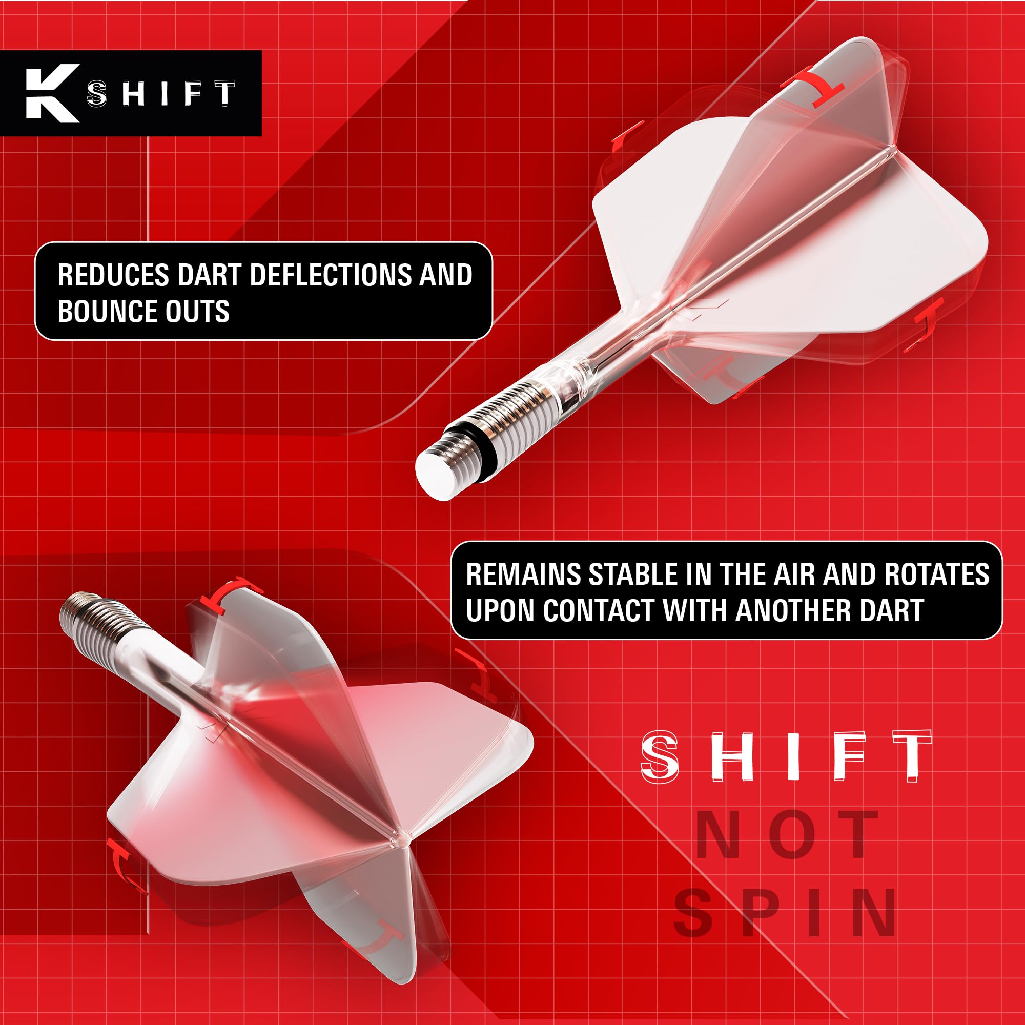 Target Darts K-Shift N. 2 Integrato Voli e Alberi | K Shift N. 2 Volo e Albero Sistema, Bianco/Trasparente/Nero – K-Flex Corto/Intermedio/Medio Shift Girevole Base, Professionali Freccette Accessori - 3