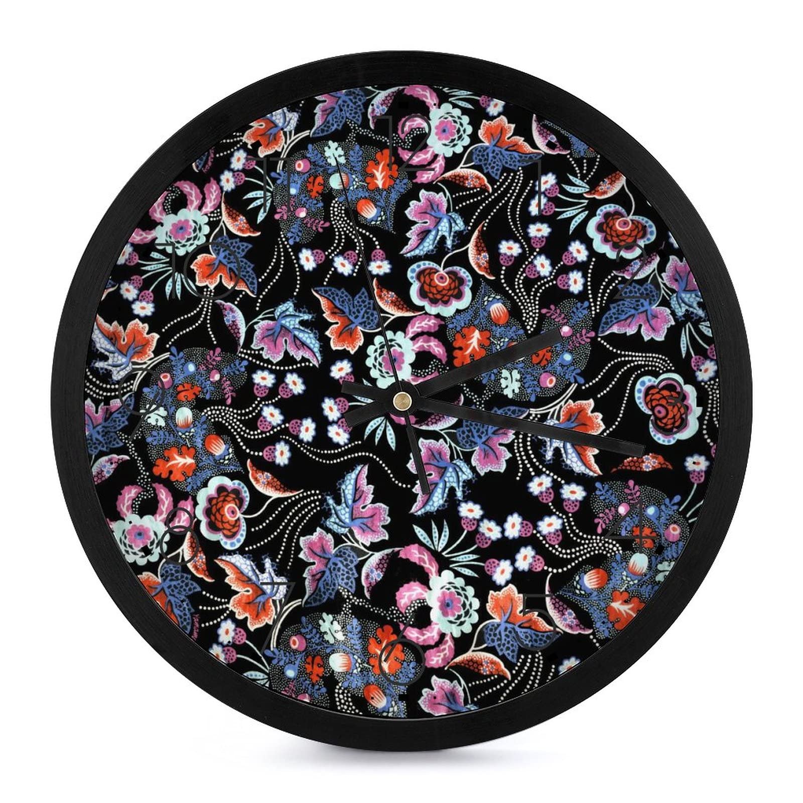 Pendule murale silencieuse pour bureau et école horloge florale sans tic-tac