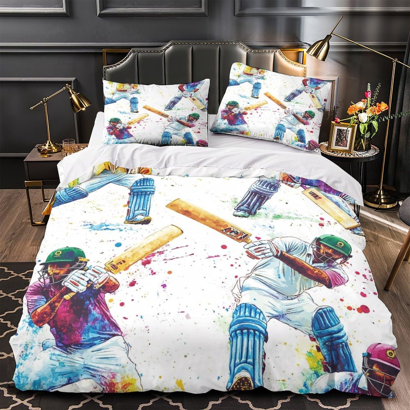 Housse de couette crâne de vache 3D King 220x240 en microfibre avec motifs tribaux