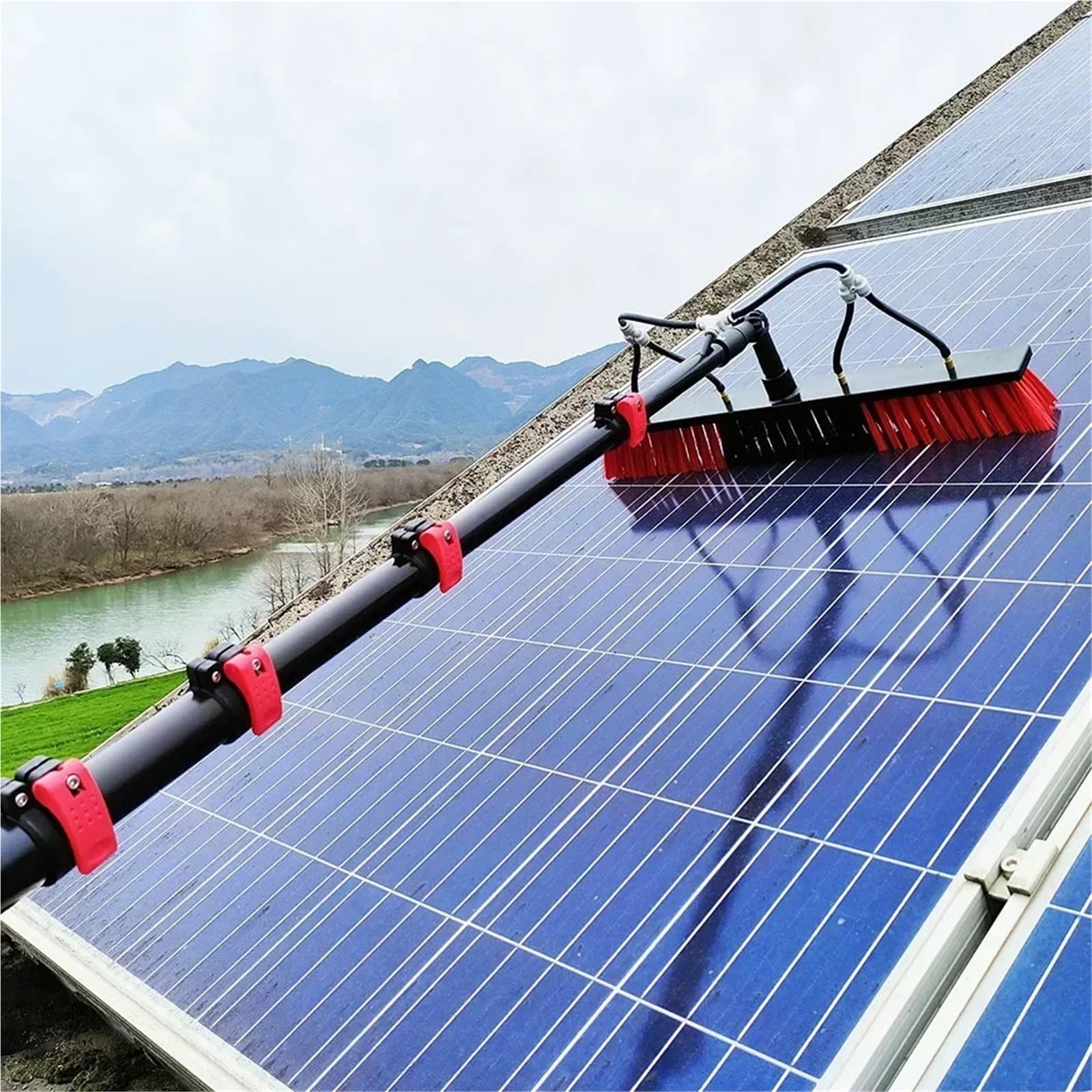 Reinigungsstange Solarmodul-Reinigungsset Mit 36 ​​Fuß Langer Teleskopstange Und Hochauflösender Einwaschbürste Fensterreinigerausrüstung
