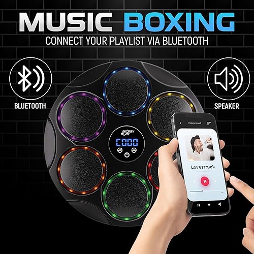 Miniatura 3 de Entrenador de boxeo musical Beatbox, 9 velocidades y 9 modos de luz, sincronización Bluetooth, conteo automático y cuerpo ABS duradero para