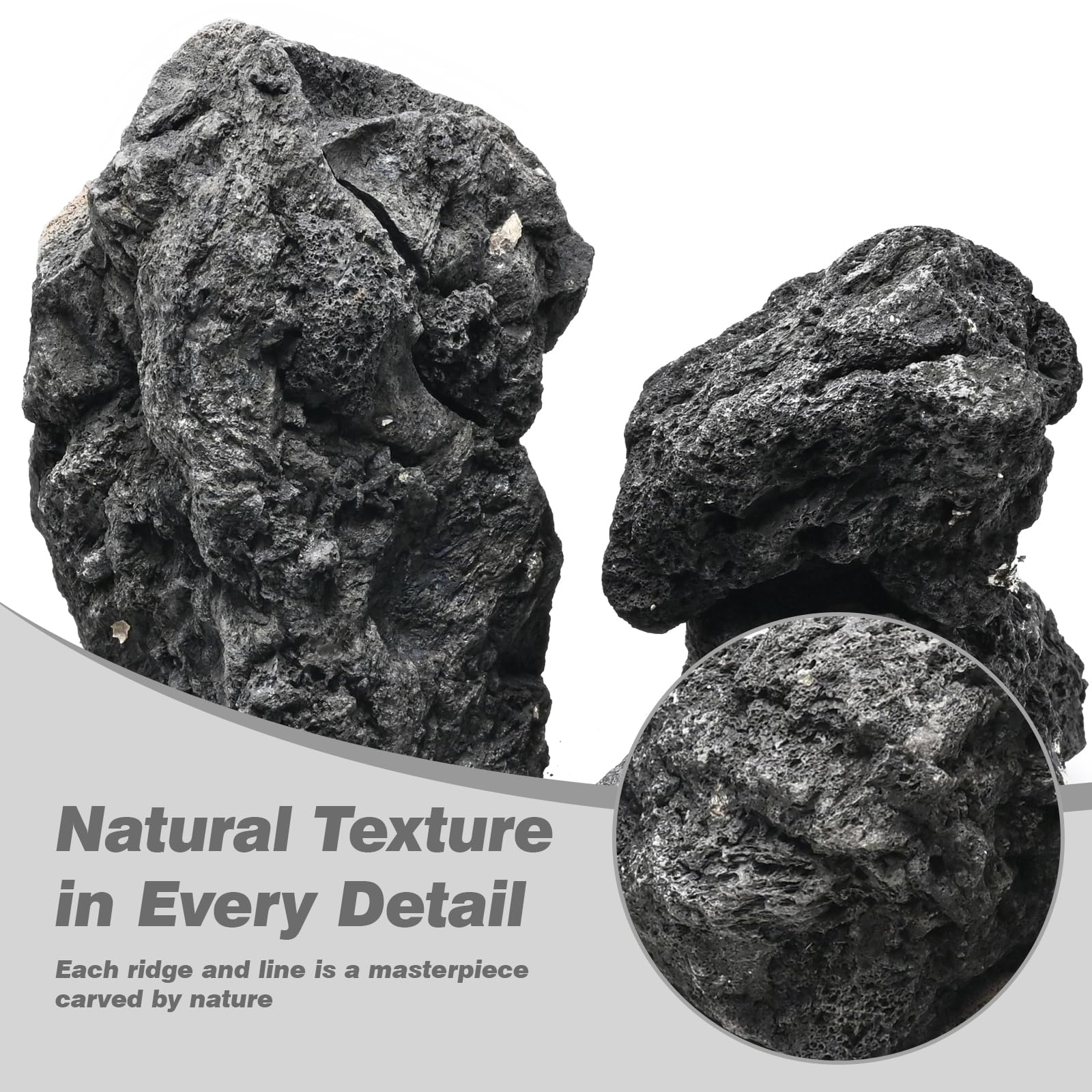 Roches de Lave Noires 4,5kg Pierres volcaniques Naturelles pour Aquarium Bassin à Poissons brasero jardinières de succulentes bonsaï et décoration aquascaping, 6-8 pièces 10-18cm