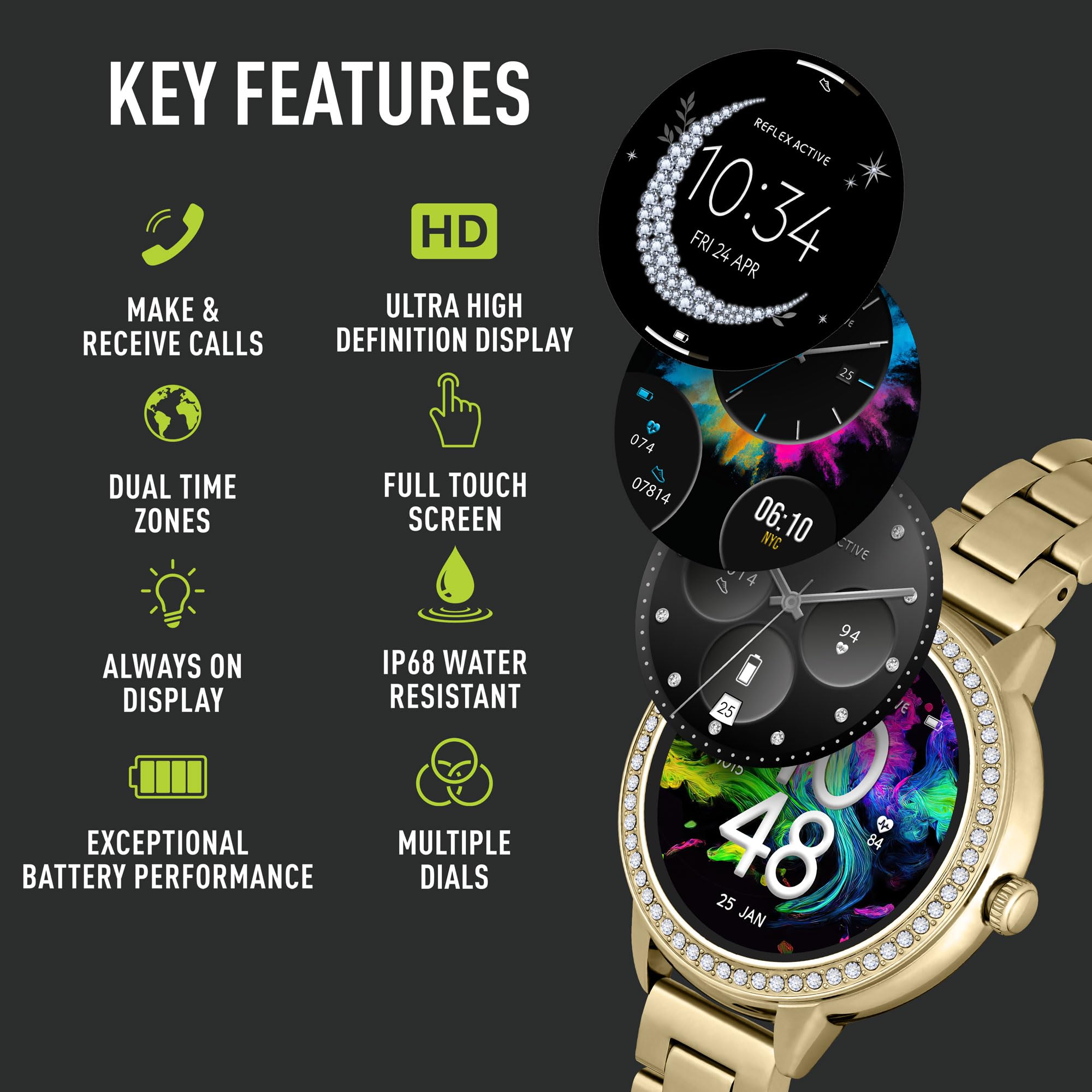Reflex Active Series 41 Amoled Smart Watch for Women with Sports Modes Heart Rate, Make/Answer Calls, Music Player, GPS - Image 4