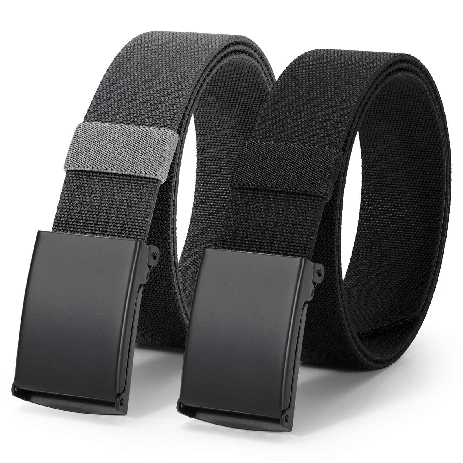 2 Pack Stretch Web Belt for Men with Metal Buckle Outdoor Work Sports Hunting Hiking