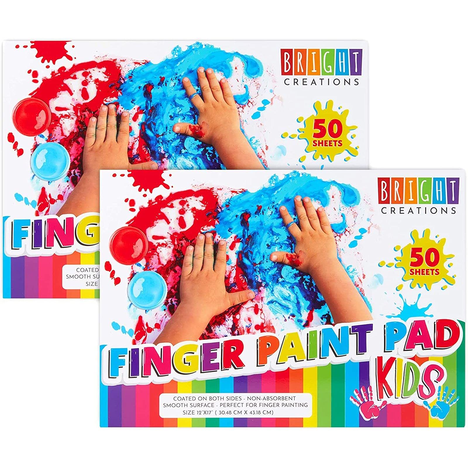 Bright Creations Finger Painting Paper Pad, Kids Art Supplies, 50 Sheets/Pad (17 x 12 in, 2 Pack) - Finger Paint Paper