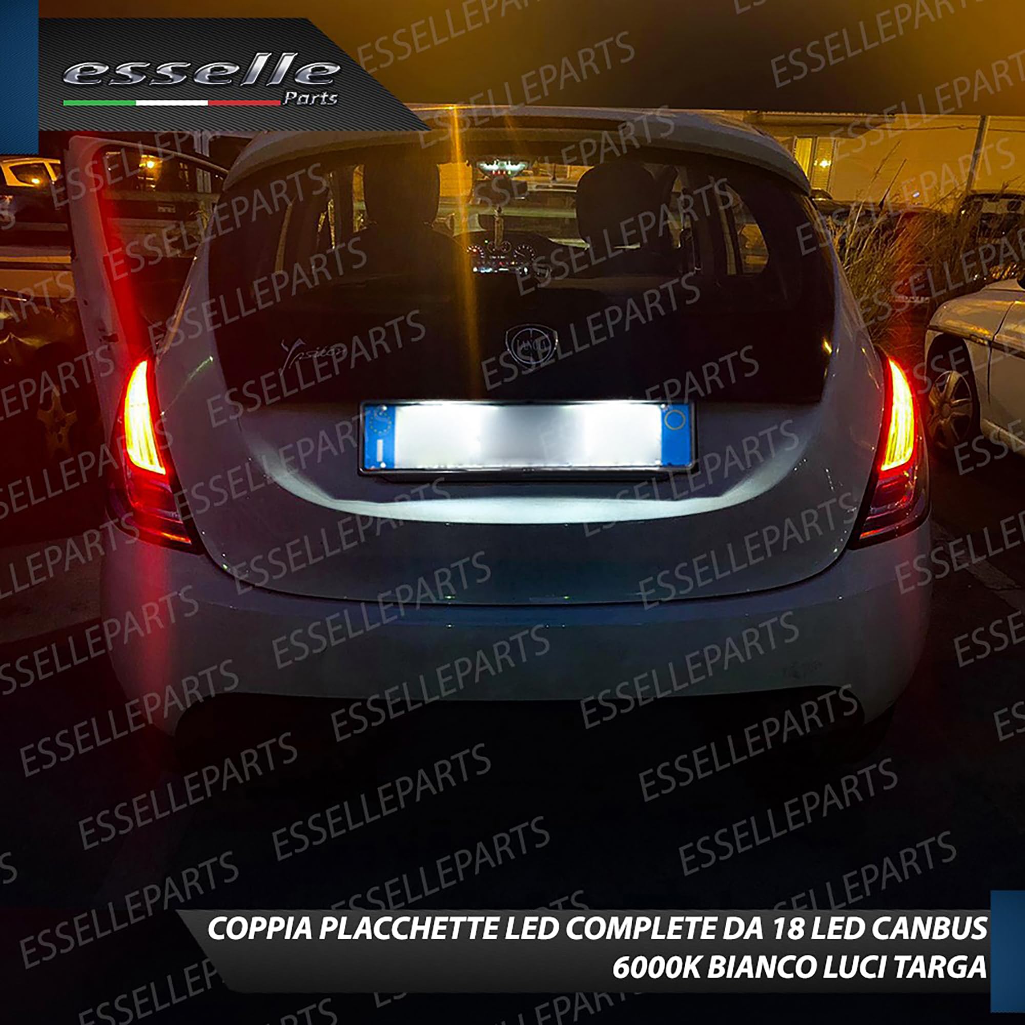 Placchette Luci Targa LED Compatibili con Lancia Delta MK3, Ypsilon Hybrid, Ypsilon MK2 312 18 SMD CANBUS T10 W5W 6000K Bianco Freddo Plug & Play