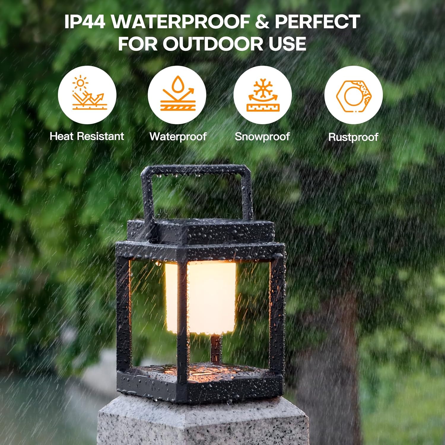 Solar Powered Outdoor Table Lamps, Dimmable Waterproof LED Table Lanterns 3000K 4500K 7000K Adjustable & 3 Brightness Levels, Rechargeable Touch Control Table Lights for Outside Porch Patio, 2 Packs