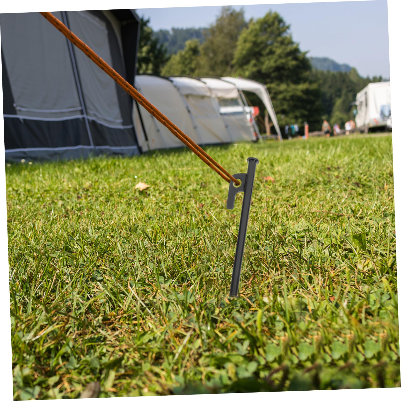 Piquets de Tente de Camping Robustes 40 Cm en Acier Renforcé, Lot de 4 Piquets Métalliques Noirs, Fixation Stable pour Sol Dur, Usage Extérieur, Camping, Randonnée et Plage