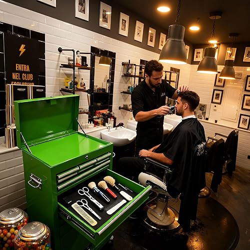 Miniatura 2 de Cofre de herramientas, armario de almacenamiento de herramientas con ruedas de 8 cajones, caja de herramientas superior desmontable y mecanismo de