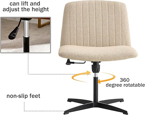 Miniatura 6 de Upholster - Silla de escritorio de oficina en casa, sin brazos, silla ergonómica de tocador sin ruedas, silla ergonómica moderna giratoria para