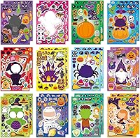 Vista 1 de 24 PCS Calcomanías de Halloween Haz una Cara para Niños Pequeños Haz Tus Propios Personajes Mezcla y Combina Calcomanía Calcomanías de Feliz