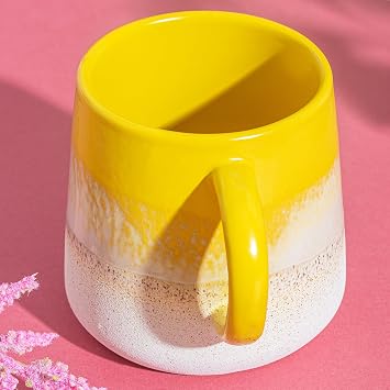 Sass & Belle Mojave Glaze Yellow Mug - Ceramic Coffee Mug and Tea Cup with Artisan Finish Stylish Home Decor Kitchen Accessory Designed by Sass and Belle