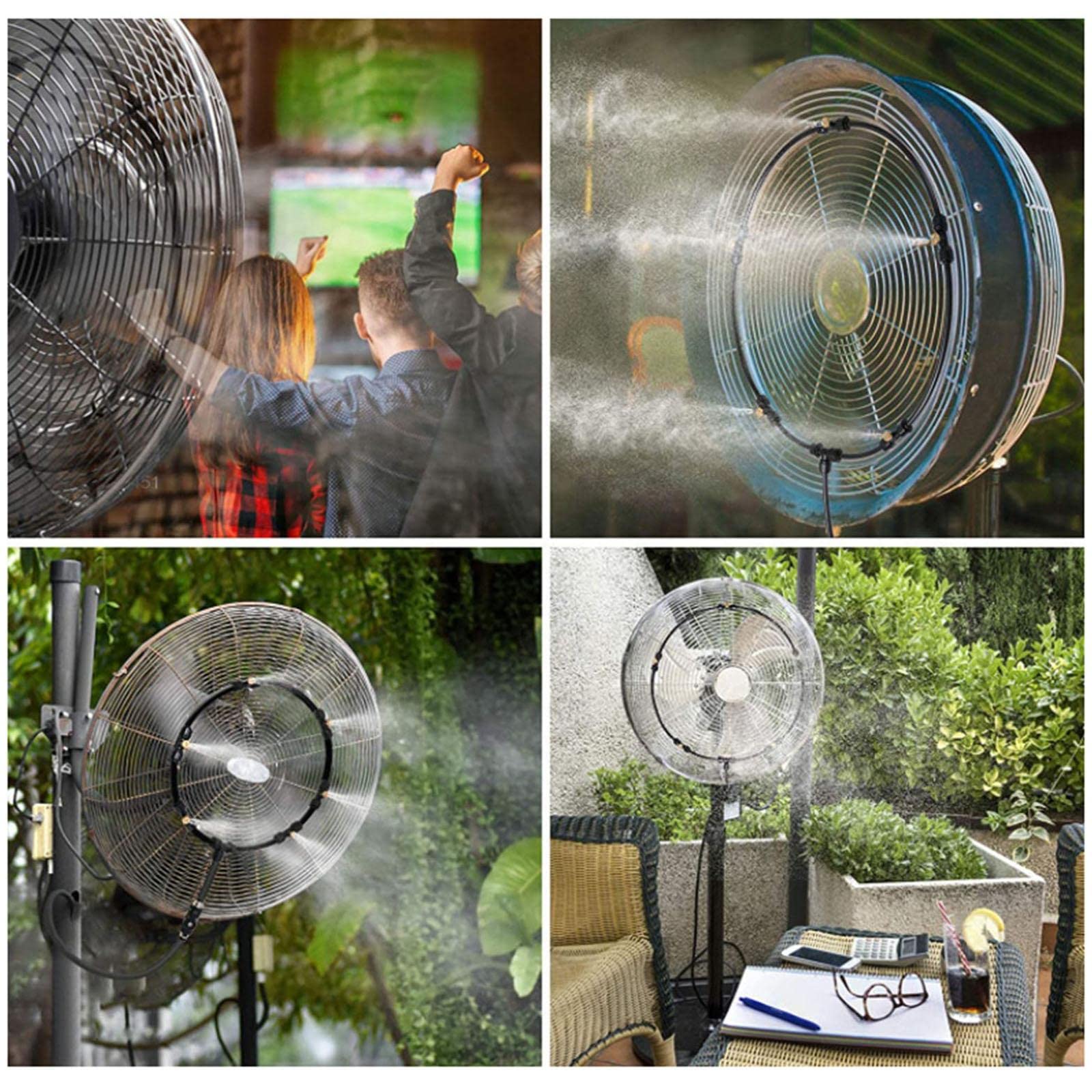 Fan Misting System Kühlungsset Sprühnebeldüsen Anschlussleitung Komplettset aus Robustem Material zur Effizienten Wasservernebelung für