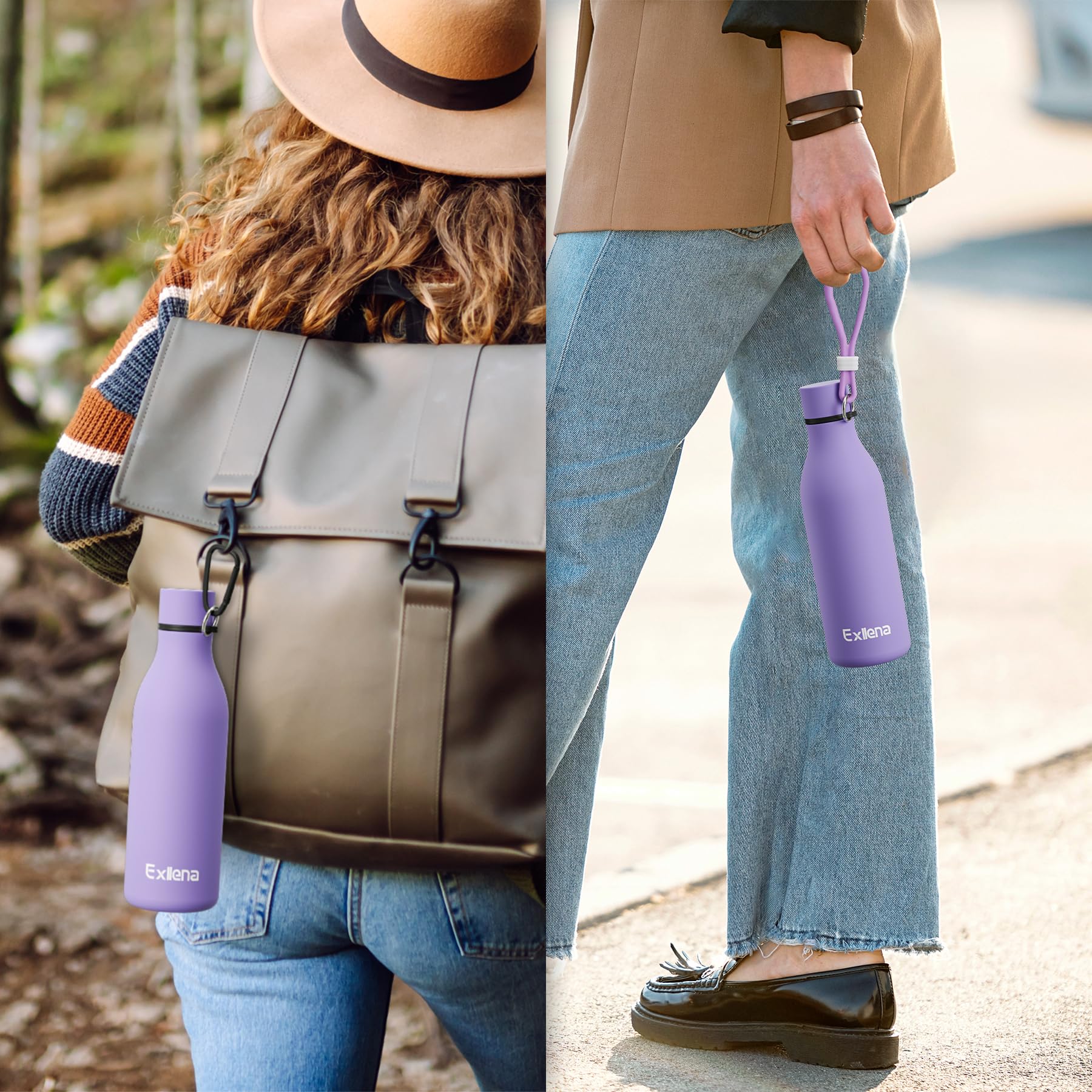 Exllena Metal Water Bottle 500ml with Silicone Strap - Image 2