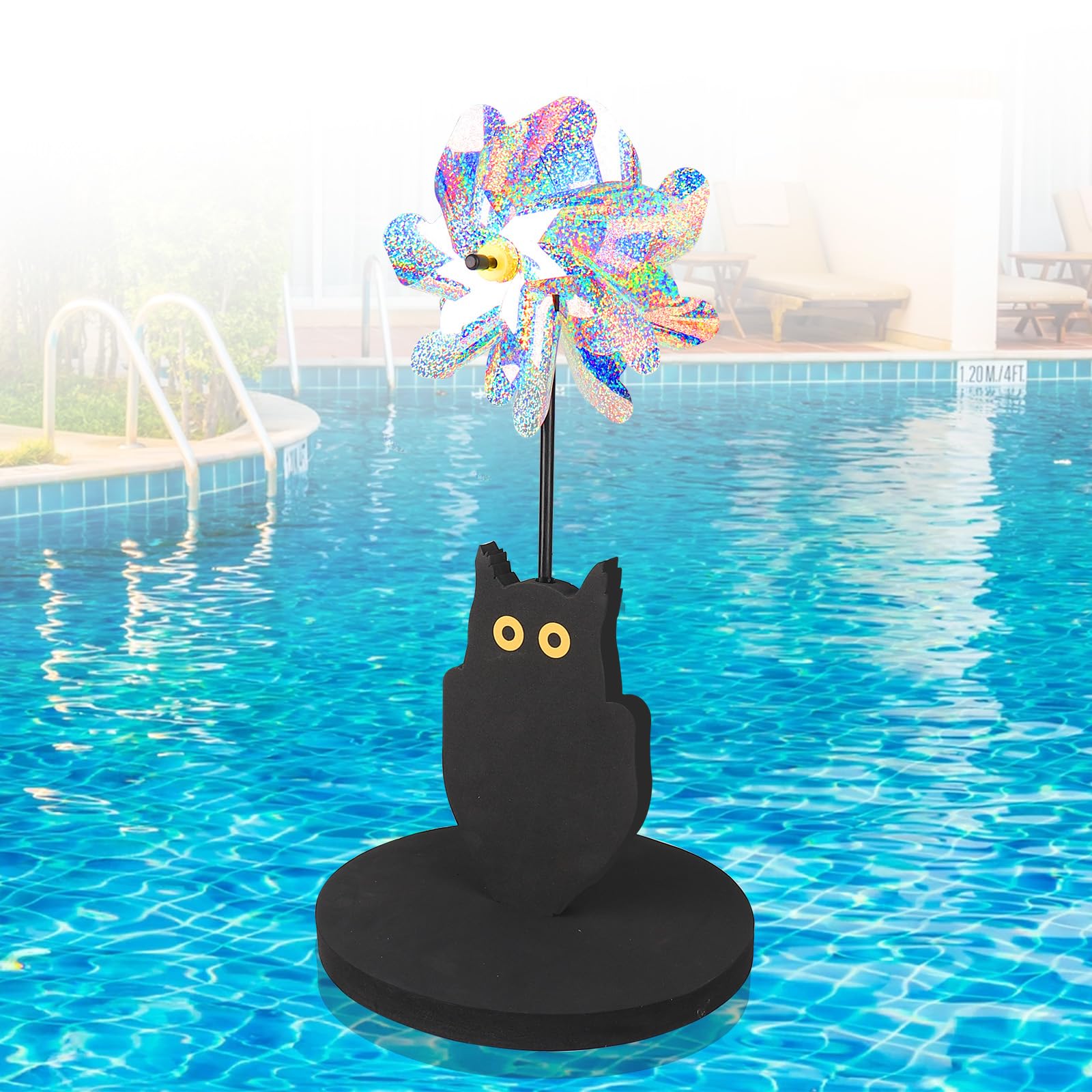 YIBOBO Floating Reflective Pinwheels for Pool, Owl Shape to Scare Birds Away, Keep Birds Ducks Pigeons Away from Your Poo...