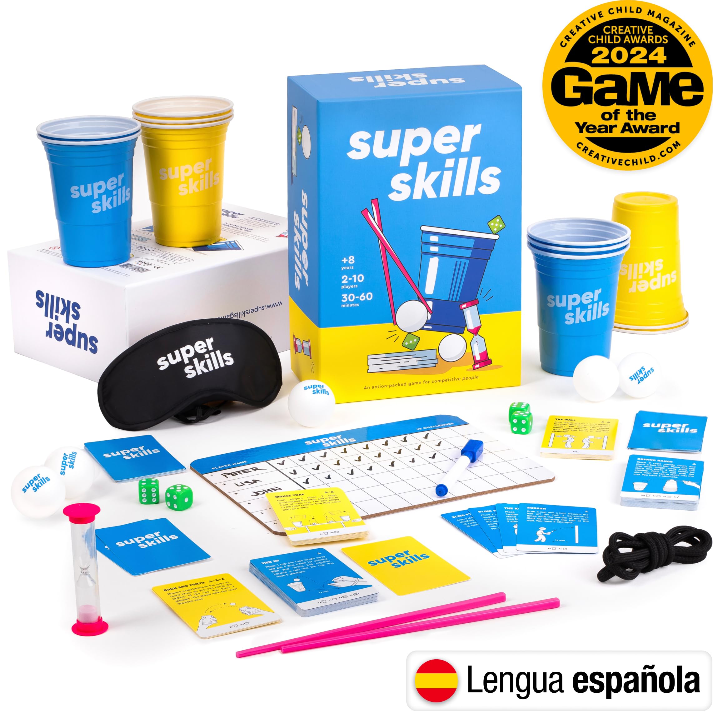 The World Game Super Skills - Juego de Mesa Divertido Lleno de Acción para Niños y Adultos - Regalo para Todas Las Edades - Español