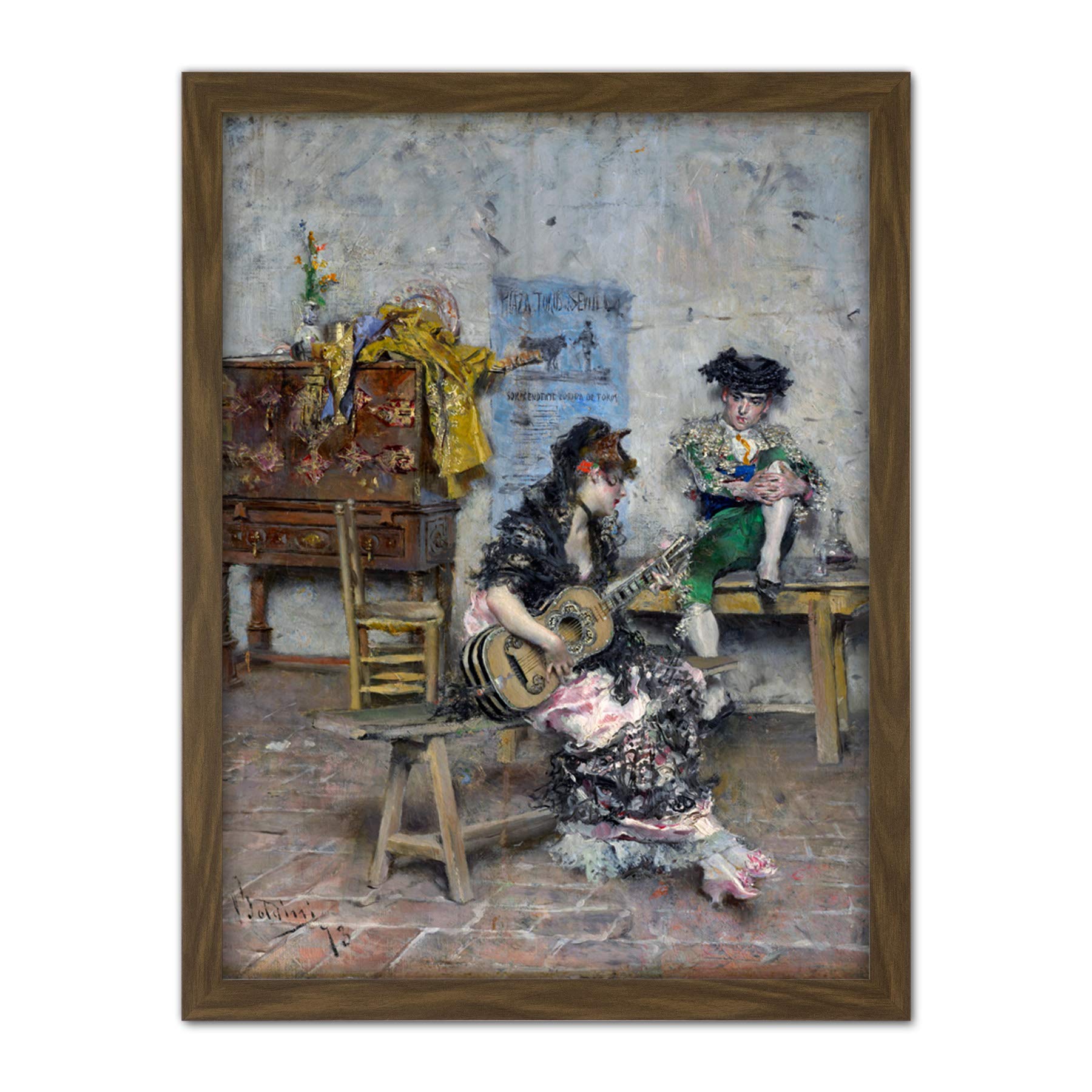Artery8 Giovanni Boldini Guitar Player 1872 Painting Artwork Framed Wall Art Print 18X24 Inch
