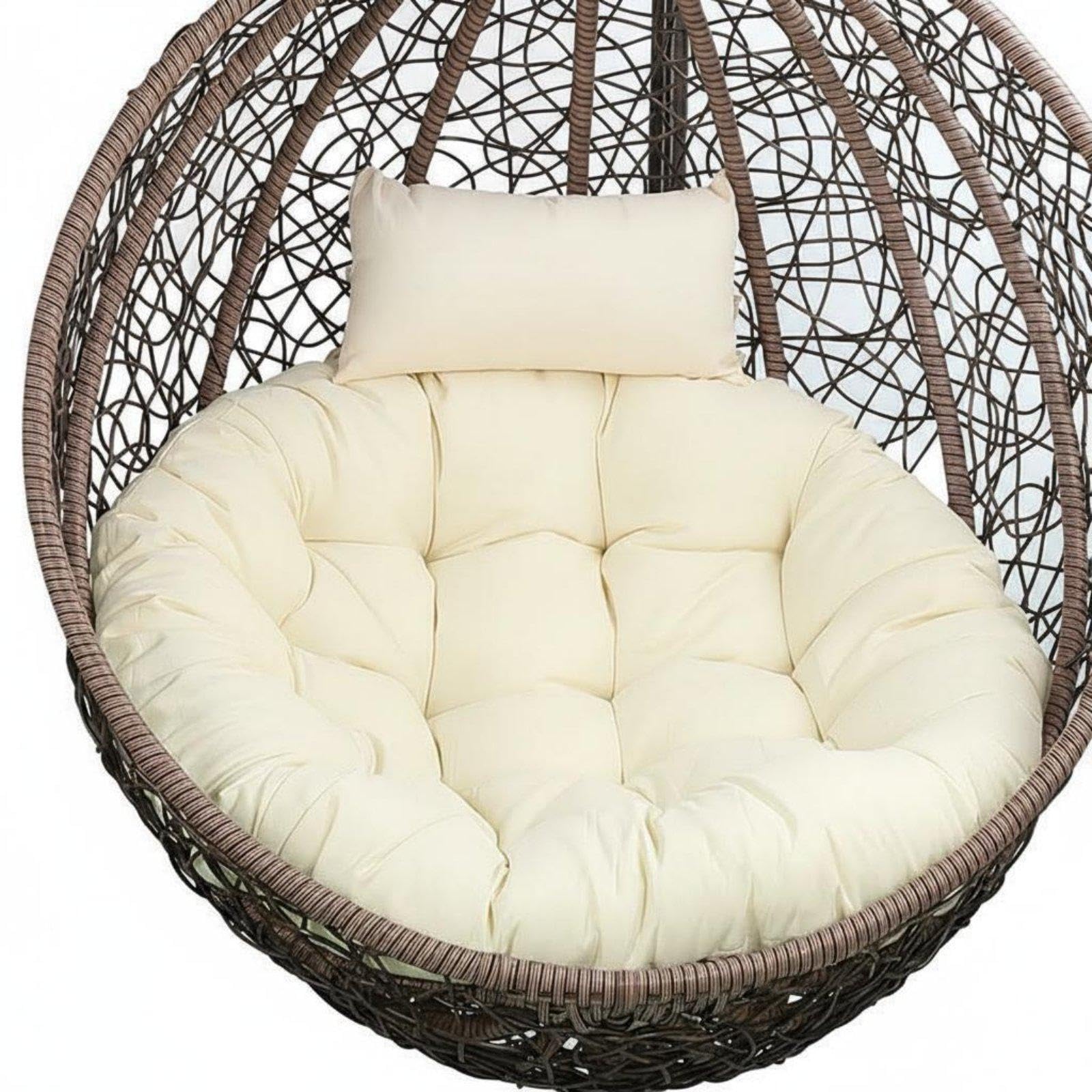 Hanging Egg Chair Cushion Washable Thick Hanging Basket Cushion Removable Cover Thick Swing Seat Pad for Adults, Students, Outdoor, Patio, Living Room Beige 105CM N|Home & Garden| Yard Ga-image-19