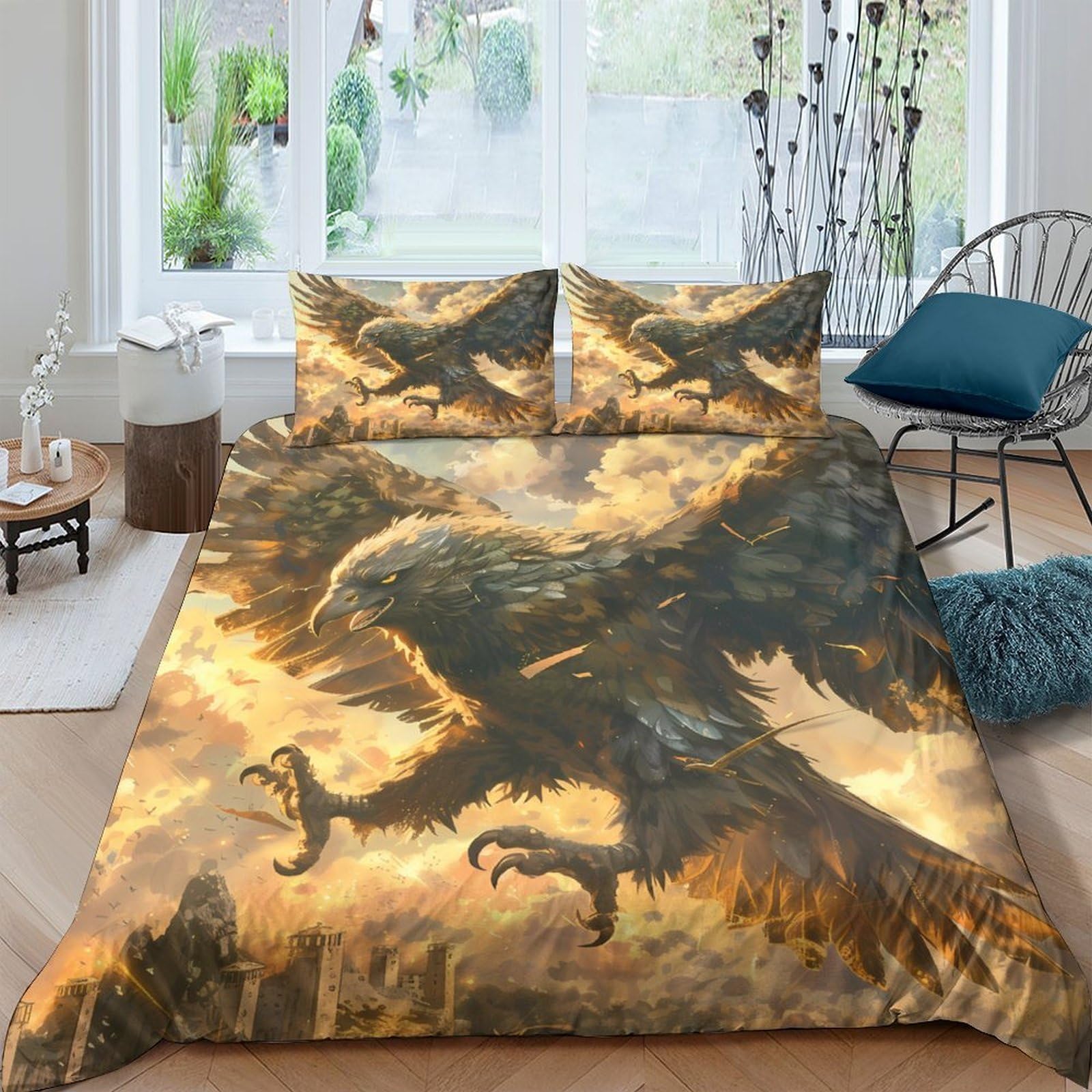 Ctjqhvkz Style-3 3D Printed Fire Dragon Fitted Sheet Microfiber Soft Breathable Volcano Landscape Mattress Cover For Bedroom Decor Single（135X200cm）