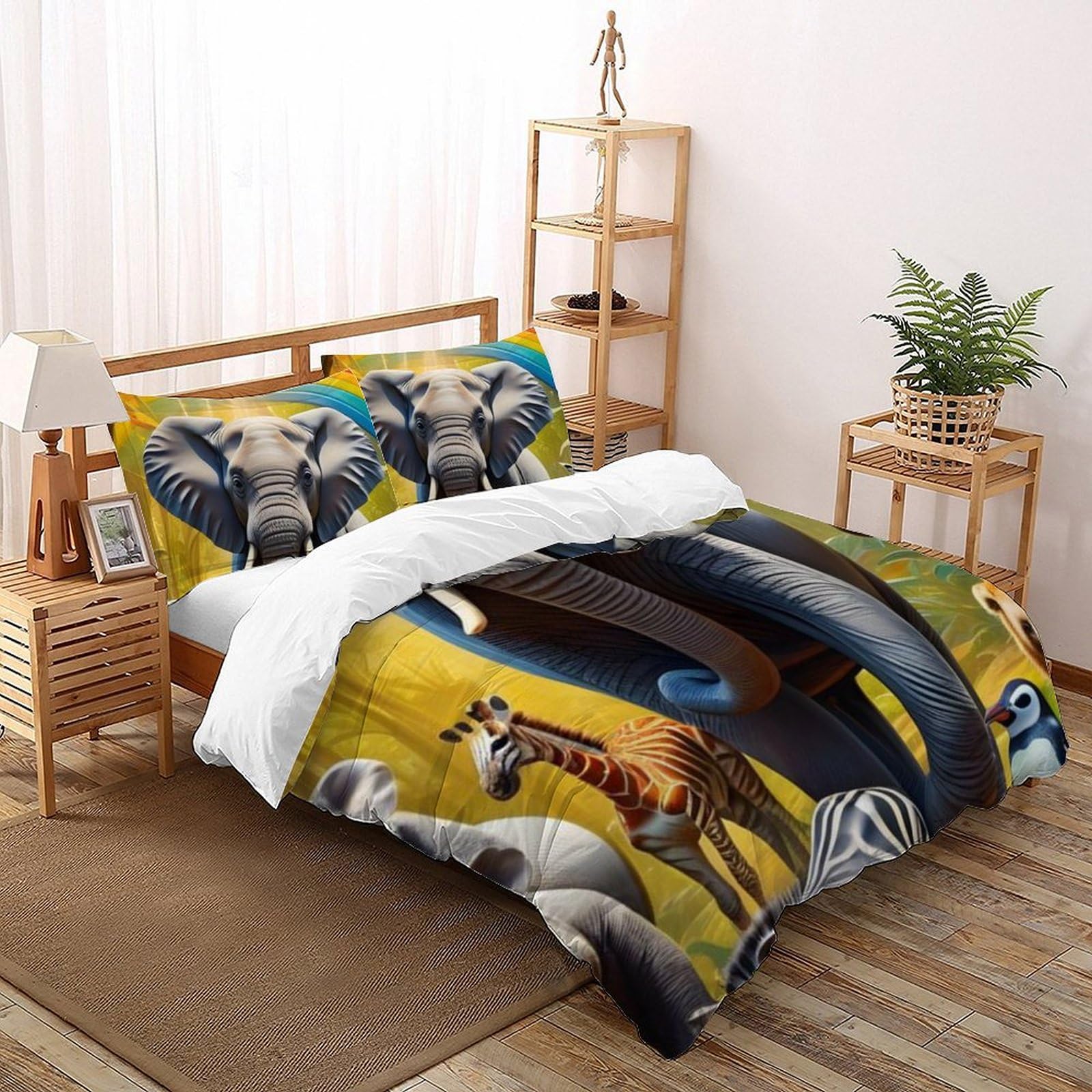 Housse de couette king animaux douce en microfibre pour le confort nocturne de votre enfant