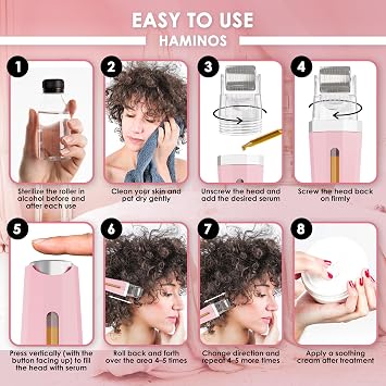 Derma roller 0.5 mm 3.0 with Reservoir for Skin, Hair, Wrinkles, Stretch Marks, Hyperpigmentation INSTANT SERUM APPLICATION, 520 Titanium Needles
