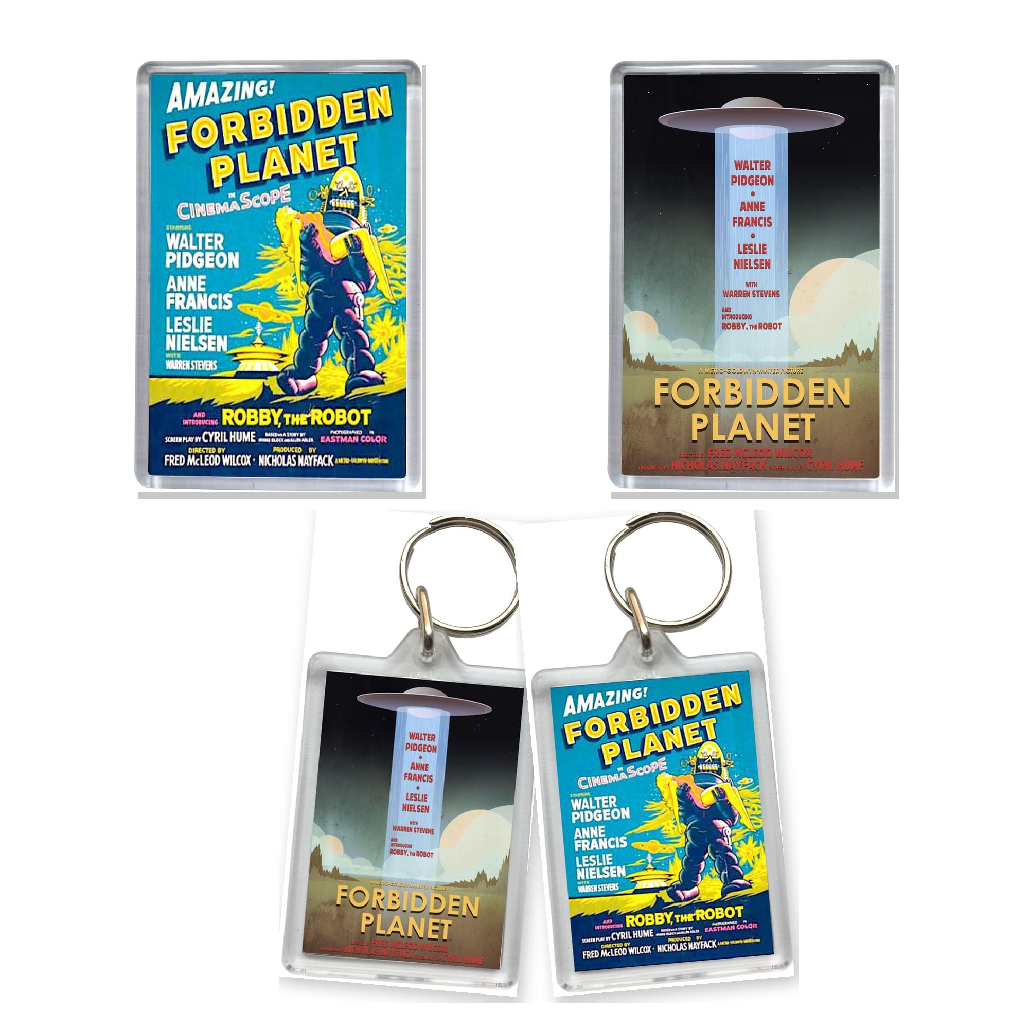 Forbidden Planet Classic Sci-Fi Movie Fan Set X2 Magnets and Keyring