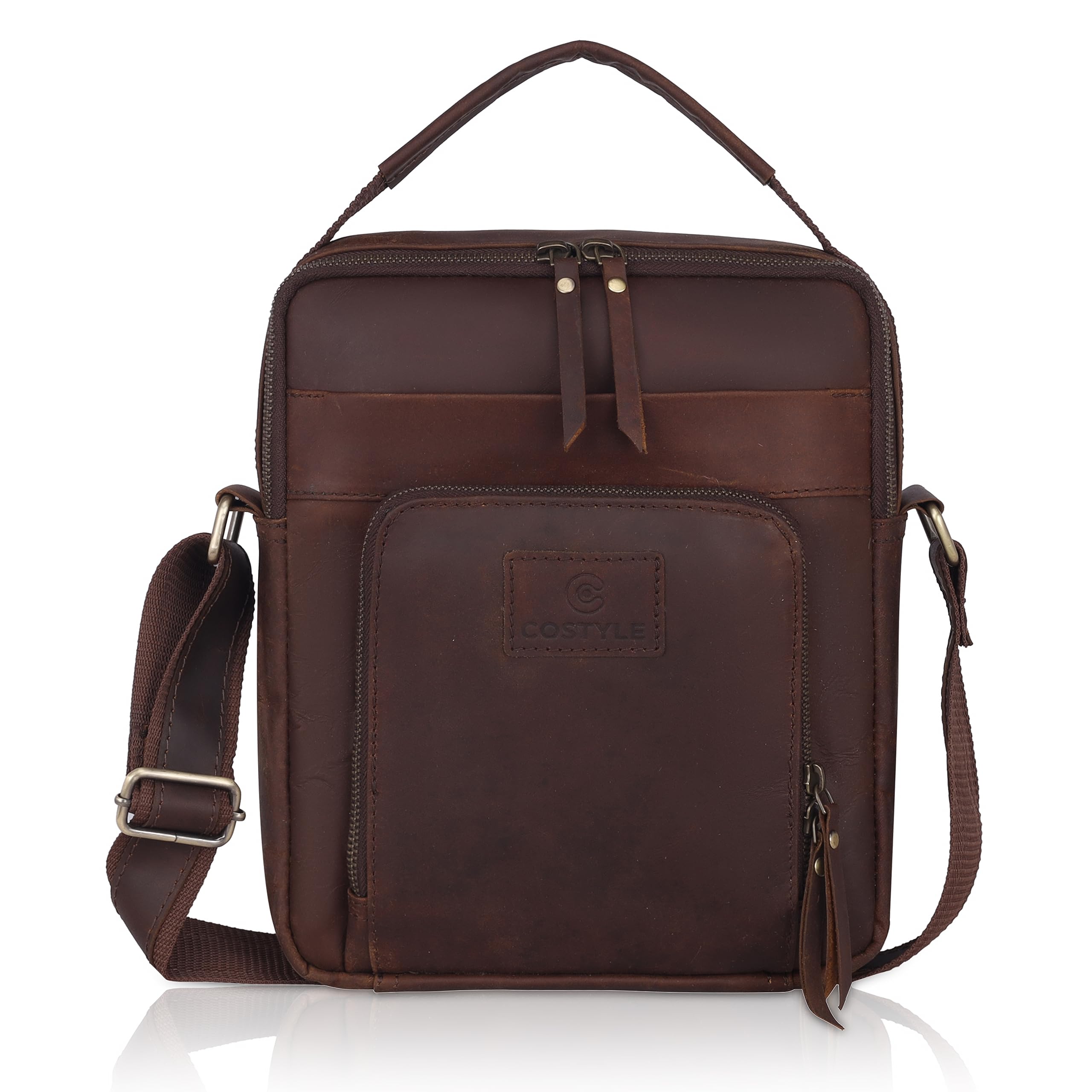 COSTYLE 100% Authentic Leather Sling Bag for Men - Classic Edition I Multipurpose Crossbody Bag I Travel Bag with Adjustable Strap