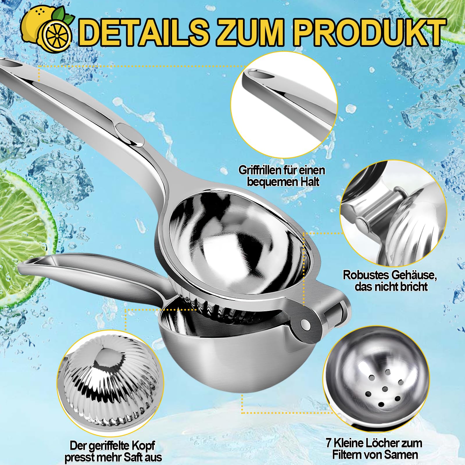 Spremiagrumi Manuale,Anti-Caustico Spremi Lime,Spremi Lime Barman-Incluso Grattugia Per Limone,Spremi Limone Manuale 7cm Diametro,Spremi Agrumi Manuale,Spremi Limone Per Cucina,Bar