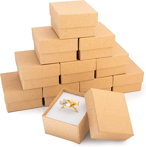 Caja de regalo para anillos de joyería, 50 piezas, pequeñas cajas de regalo de cartón con ranura para anillos de espuma flocada, para regalos,