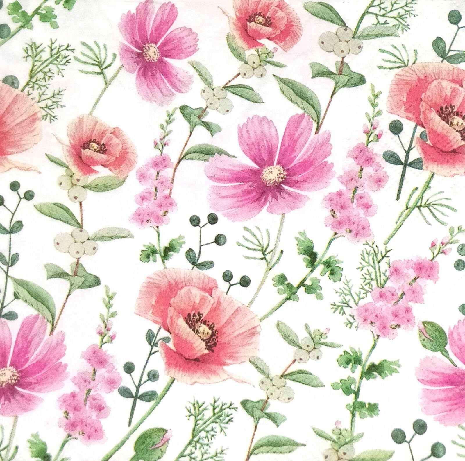 AM Décor - 20 servilletas de papel suave de 3 capas para decoupage, 13 x 13 pulgadas (desplegadas) (flores de campo, amapolas)